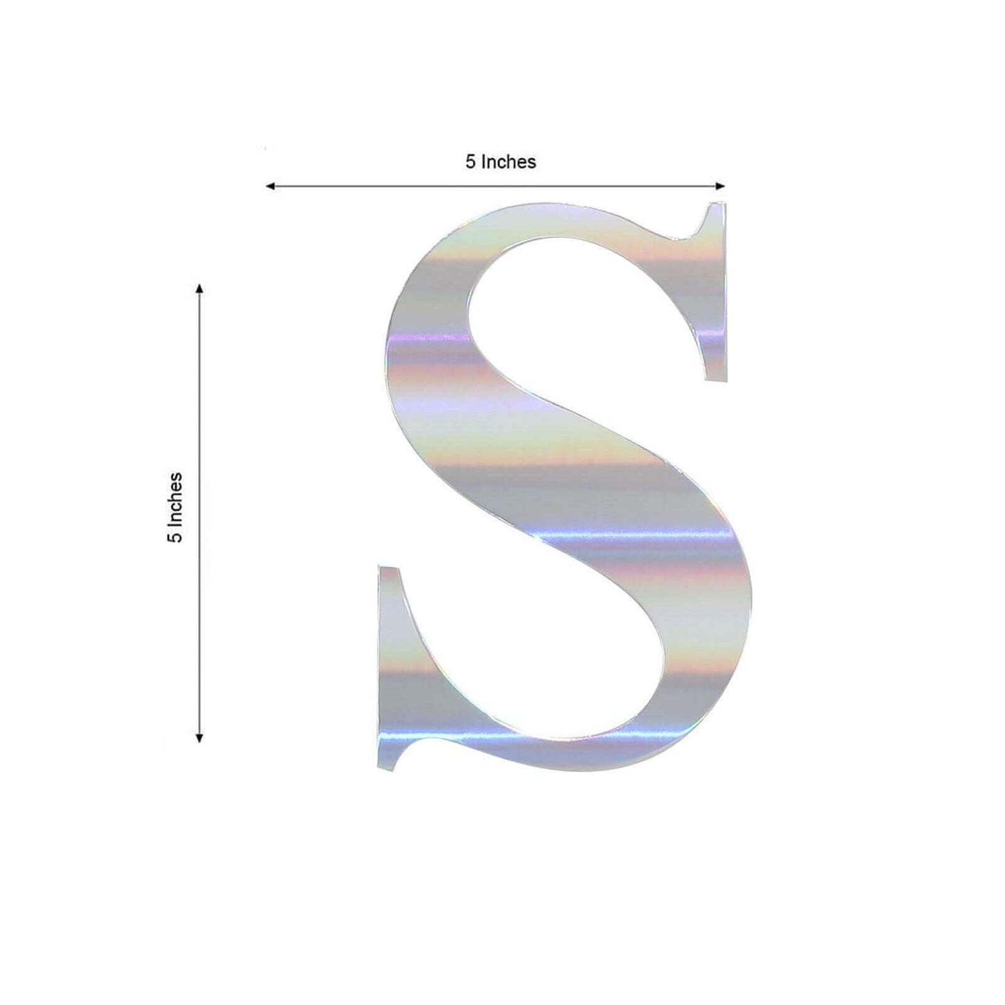 4 Pack 5" Iridescent Alphabet Stickers Banner, Customizable Stick on Letters - S