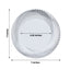 10-Pack Plastic 7" Round Dessert Plates in White with Silver Swirl Rim - Disposable Salad Plates