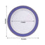 10-Pack Plastic Round Dinner Plates 10" White with Navy Blue Gold Spiral Rim - Chic Disposable Party Plates