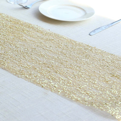 Mesh 11’’x108’’ Table Runner Metallic Gold â€“ Glitter Design for Convenient Event Decoration - Runners