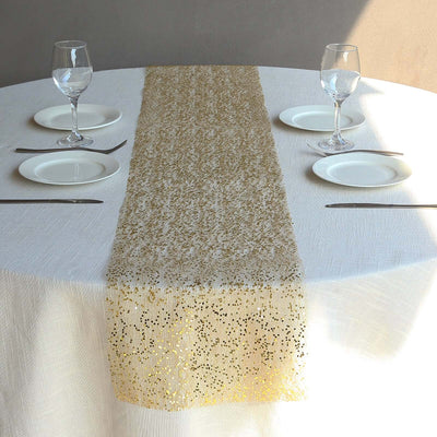 Mesh 11’’x108’’ Table Runner Metallic Gold â€“ Glitter Design for Convenient Event Decoration - Runners
