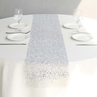 Mesh 11’’x108’’ Table Runner Metallic Silver â€“ Glitter Design for Convenient Event Decoration - Runners