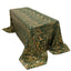 Mesh 90"x156" Rectangle Tablecloth Hunter Emerald Green/Gold - Wave Sequin Embroidered Table Cover