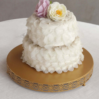 Metal 16’’ Round Pedestal Cake Stand Gold for Buffet Table Sweets Station - Cake Stands
