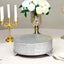 Metal 18" Round Cake Pedestal Stand Matte Silver - Cupcake Dessert Display Riser with Intricate Embossed Design for Upscale Events & Gatherings