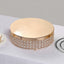 Metal Cake Stand Pedestal Crystal Beaded Design Gold - Cupcake Display and Dessert Riser 14"