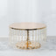 Metal Cake Stand Round Design Metallic Gold with Crystal Chains 14" Dia - Cupcake Dessert Pedestal 8" Tall