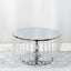 Metal Cake Stand Round Design Metallic Silver with Crystal Chains 14" Dia - Cupcake Dessert Pedestal 8" Tall