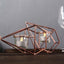 Set of Metal Candle Holders Linked Geometric Design Rose Gold - Modern Votive Glass Decor for Tables & Gatherings 16"