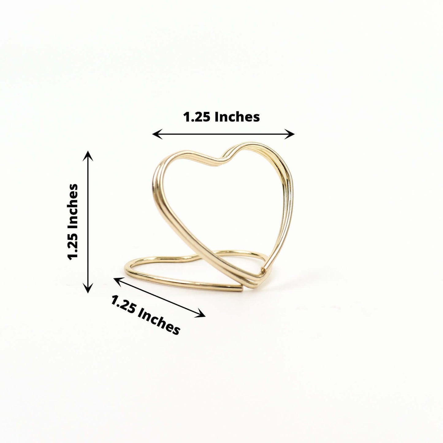 10-Pack Metal Card Holder Stands Double Heart Design Gold - Table Number Stands and Wedding Place Card Menu Clips 1"