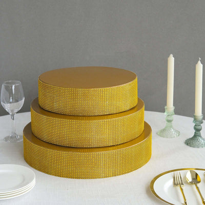 Metal Pedestal Cake Stand Round Design with Rhinestones Gold - Cupcake Holder and Dessert Table Centerpiece 14’’ - Cake