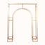 8ft Heavy Duty Gold Metal Rectangular Wedding Arch in Arc de Triomphe Style, 3D Floral Balloon Frame Backdrop Stand