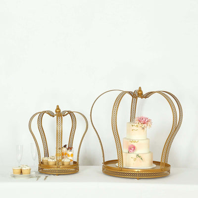 Metal Wedding Cupcake Stand Gold Princess Crown Style - Stunning Dessert Display Holder Centerpiece for Upscale