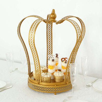 Metal Wedding Cupcake Stand Gold Princess Crown Style - Stunning Dessert Display Holder Centerpiece for Upscale