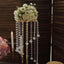 2-Pack Metal Flower Stand Gold with Spiral Hanging Beads - Crystal Pedestal Table Wedding Centerpiece 24"