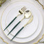 24-Pack Plastic Flatware Set in Metallic Gold with Hunter Emerald Green Handle - Heavy Duty Disposable Modern Silverware 8"
