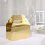 25 Pack Metallic Gold Candy Gift Tote Gable Boxes, Party Favor Treat Bags - 6"x3.5"x7"
