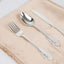 24 Pcs Plastic Silverware Set in Baroque Style Metallic Silver - Heavy Duty Disposable Knife, Fork, and Spoon Set