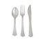 24-Pack Plastic Utensil Set Silver Heavy Duty with Fluted Handles - Durable Disposable Silverware 6", 7"