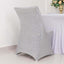 Stretch Spandex Chair Cover Silver for Folding Chairs - Metallic Shimmer Tinsel Back Design Fitted Slipcover