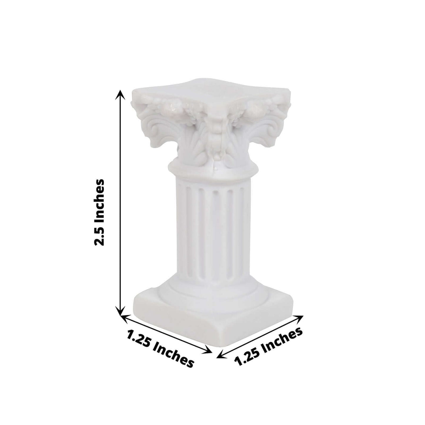 6-Pack Resin Roman Column Pillar Pedestal Candle Holders, Greek Statue Antique White Stands Sturdy Decorative Design 2.5"