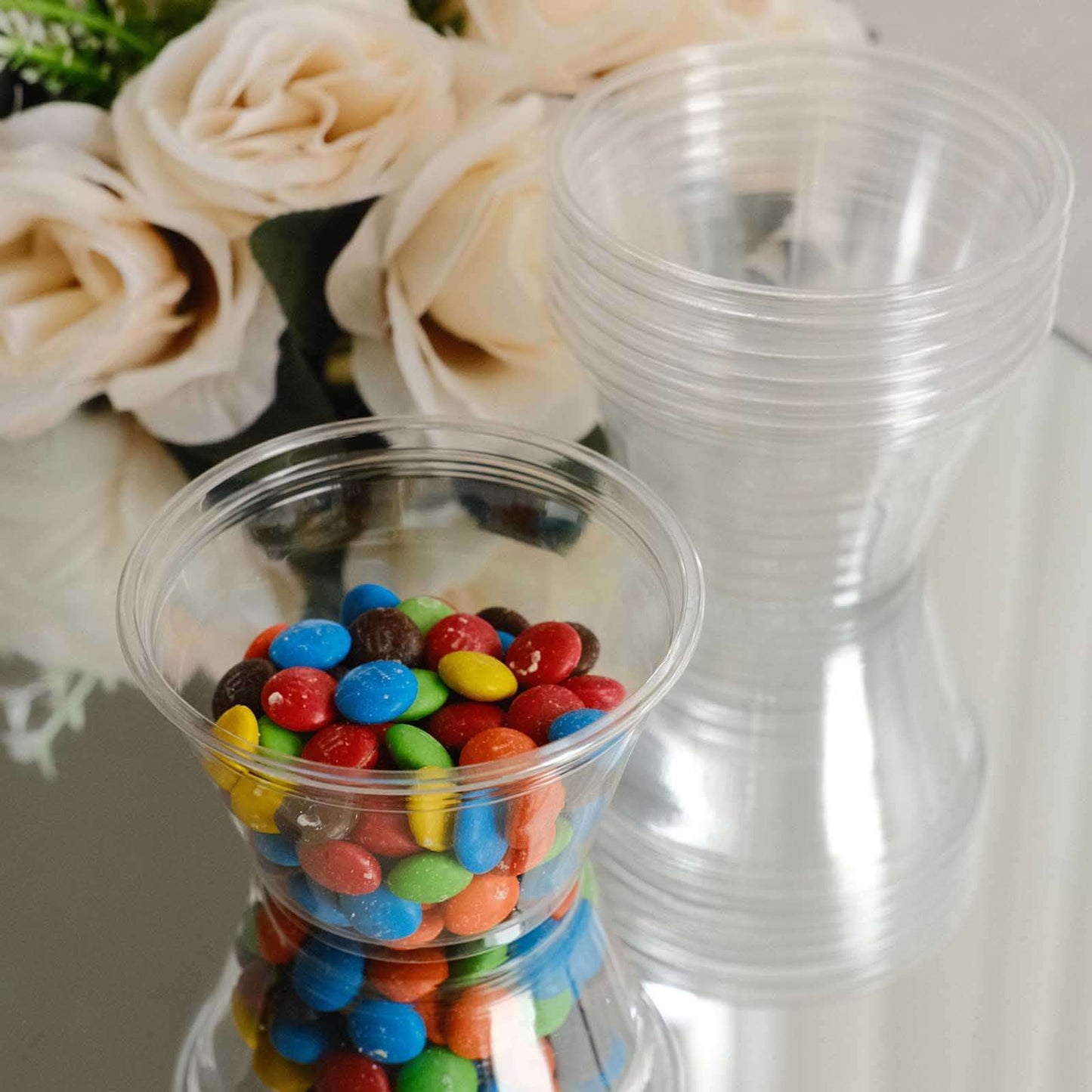 50-Pack Plastic Dessert Parfait Cups Clear Dome Lid - Perfect for Ice Cream 7oz