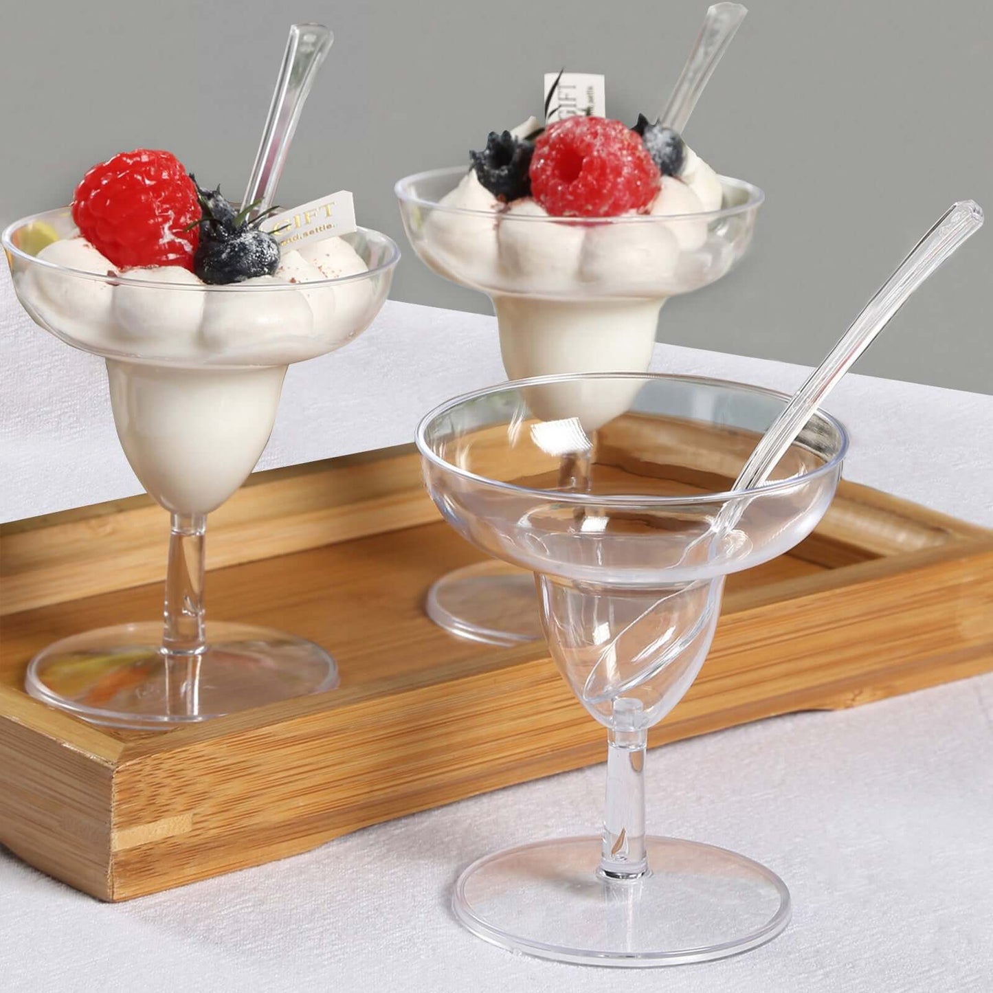 24-Pack Plastic Margarita Glasses Mini Clear with Spoons - Great for Appetizers 2oz