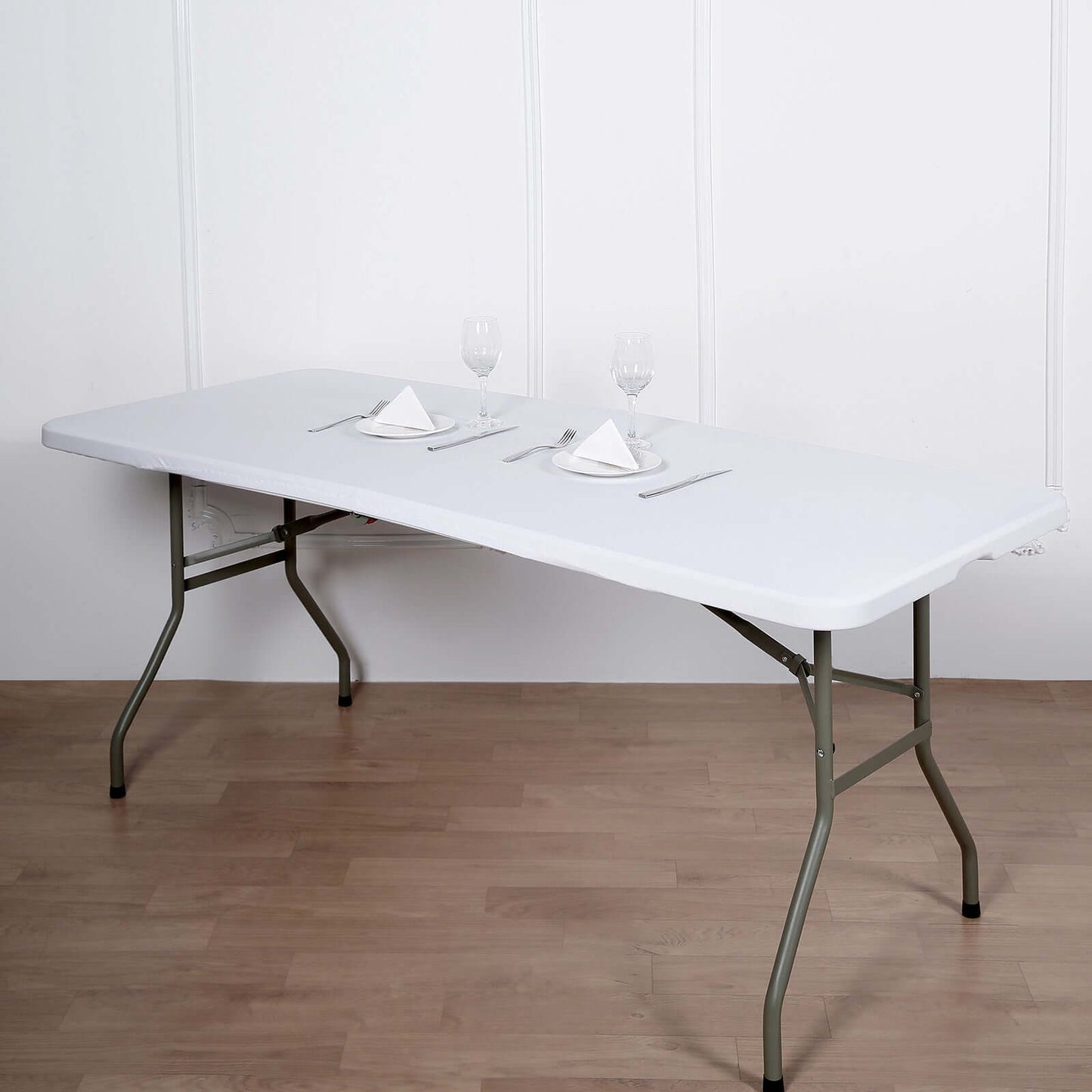 Spandex Rectangle 96"x30" Tablecloth Top Cover White - Stretchy, Wrinkle Free & Fitted Table Topper
