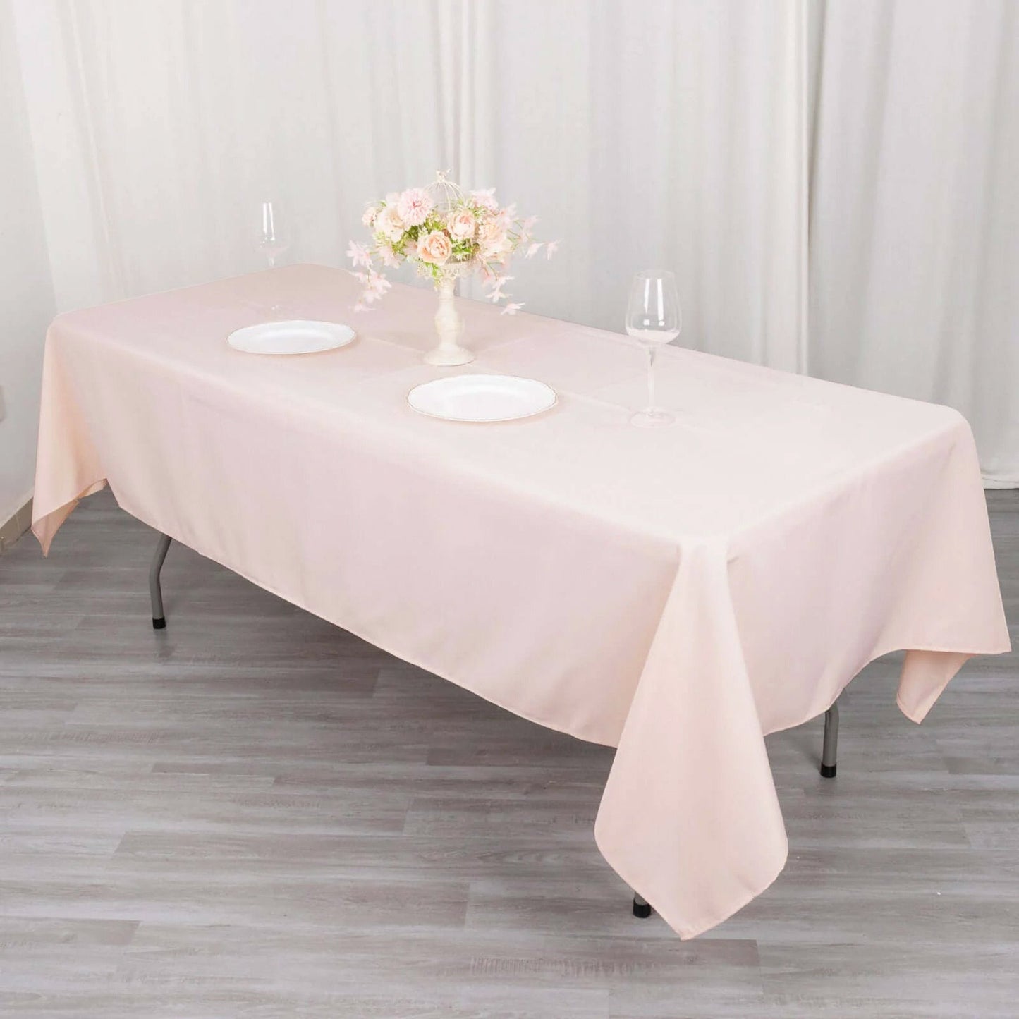 Premium Polyester 60"x102" Rectangle Tablecloth Blush - Durable 220GSM Wrinkle-Resistant Table Cover