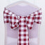 5 Pack Polyester Chair Sashes Burgundy/White Buffalo Plaid - Durable & Reusable Chair Bows 6"x108"