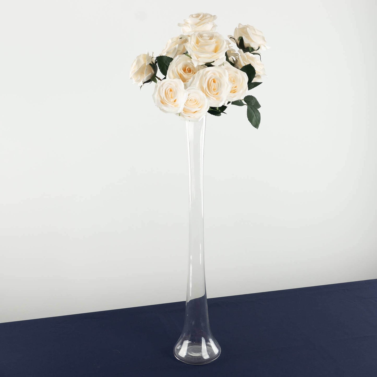 6-Pack Glass Eiffel Tower Vases Clear with Round Base - Tall Skinny Flower Bud Wedding Centerpieces 24"