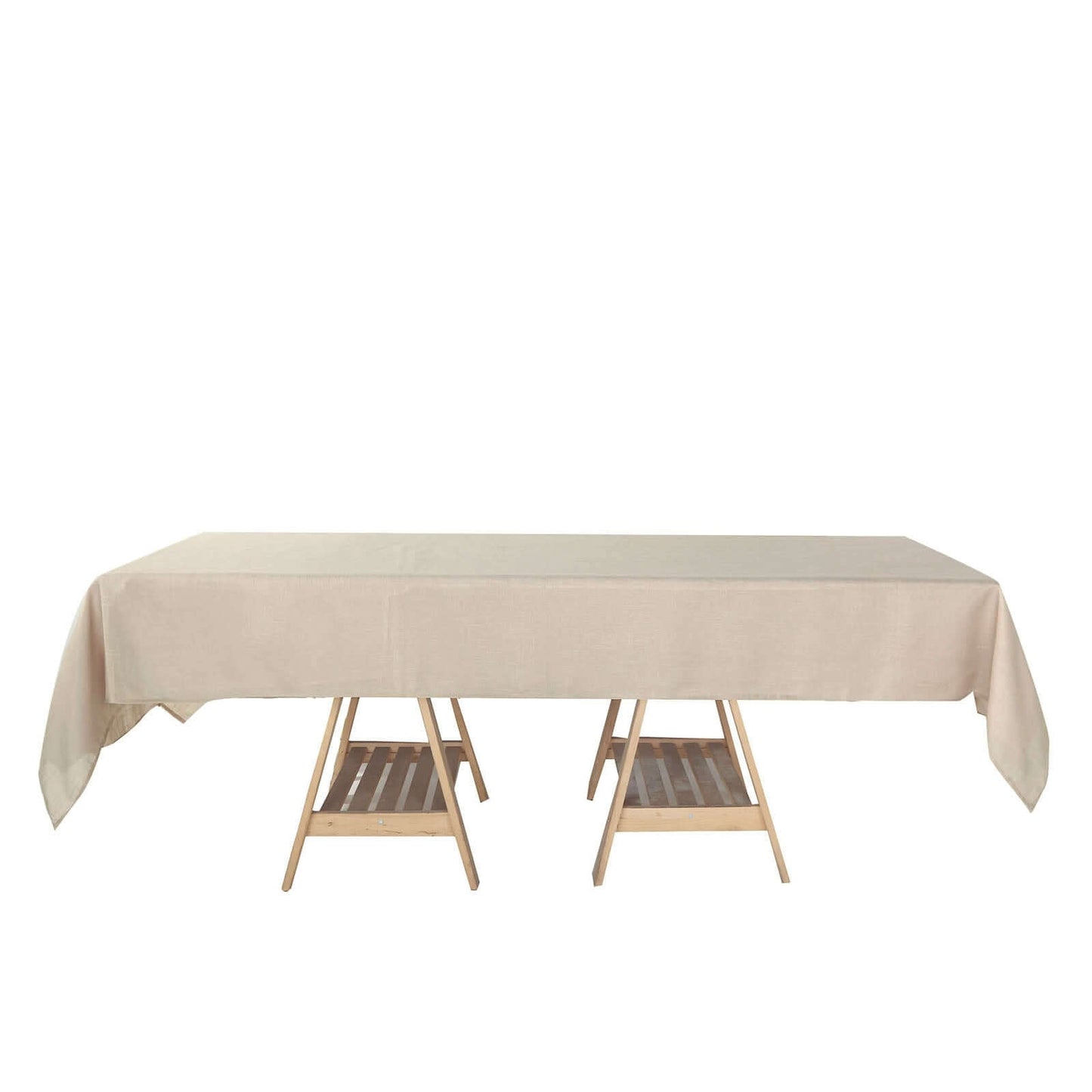 Faux Linen 60"x102" Rectangular Tablecloth Beige - Slubby Textured & Wrinkle Resistant Table Cover