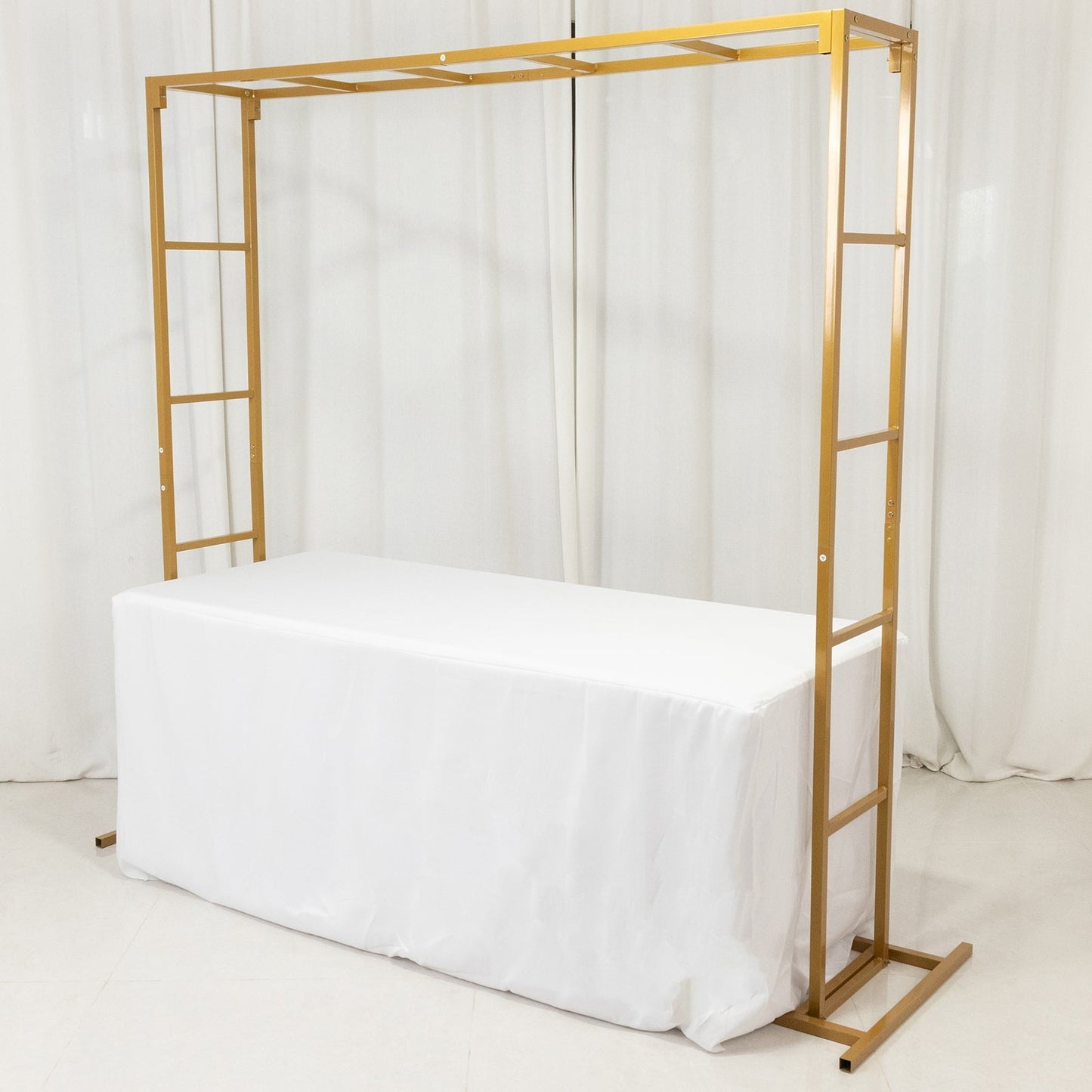 6ftx6ft Gold Square Arbor - Freestanding 6' High Over the Table Stand, Backdrop Stand with Double Frame for Floral Balloon DÃ©cor