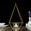 2-Pack Tealight Candle Holders Gold Metal Pyramid Geometric Open Frame - Flower Stand 9"