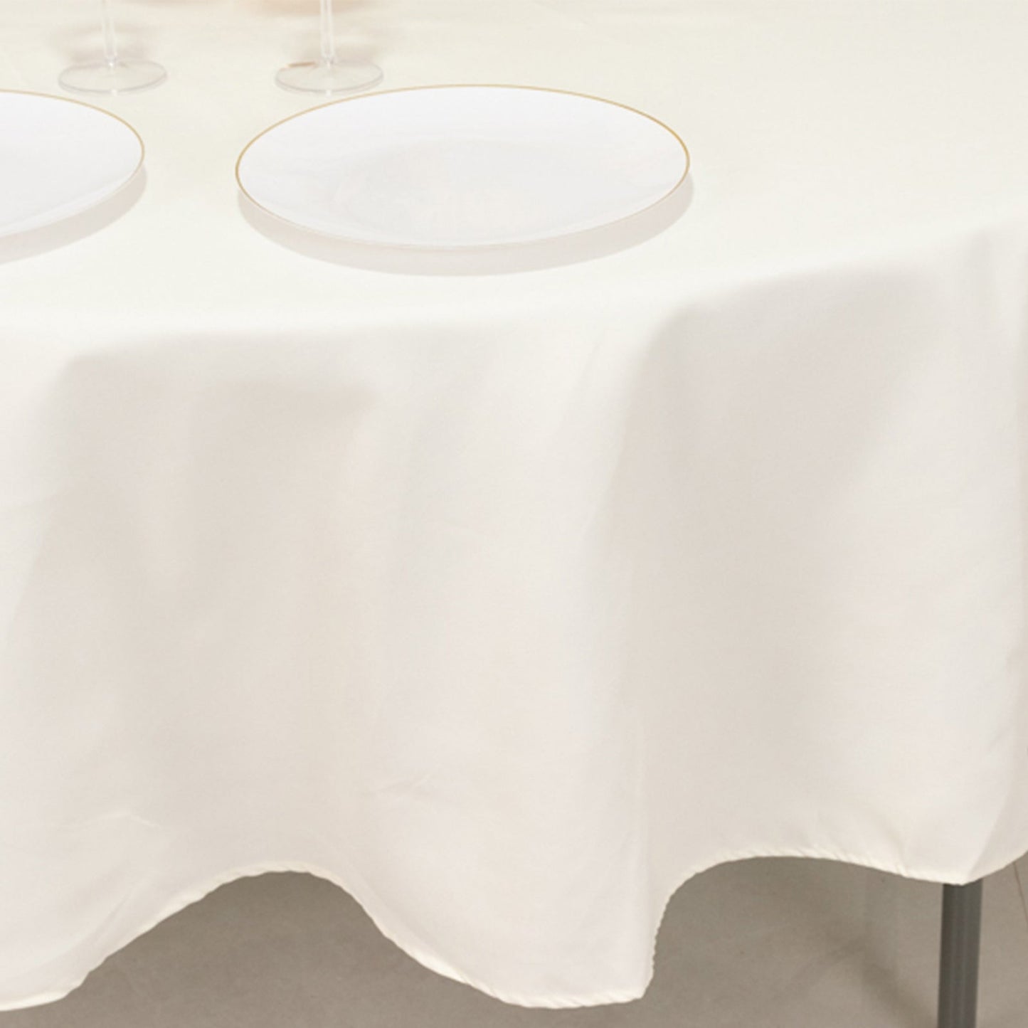 Cotton Blend 90" Round Tablecloth Ivory - Wrinkle-Resistant Table Cover
