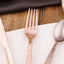 24-Pack Plastic Forks with Hammered Style Rose Gold - Heavy Duty Disposable Silverware 7"