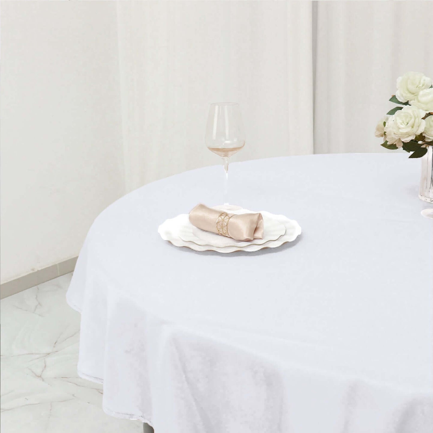 Polyester 70" Round Tablecloth White - Durable & Wrinkle-Resistant Table Cover for Everyday Use