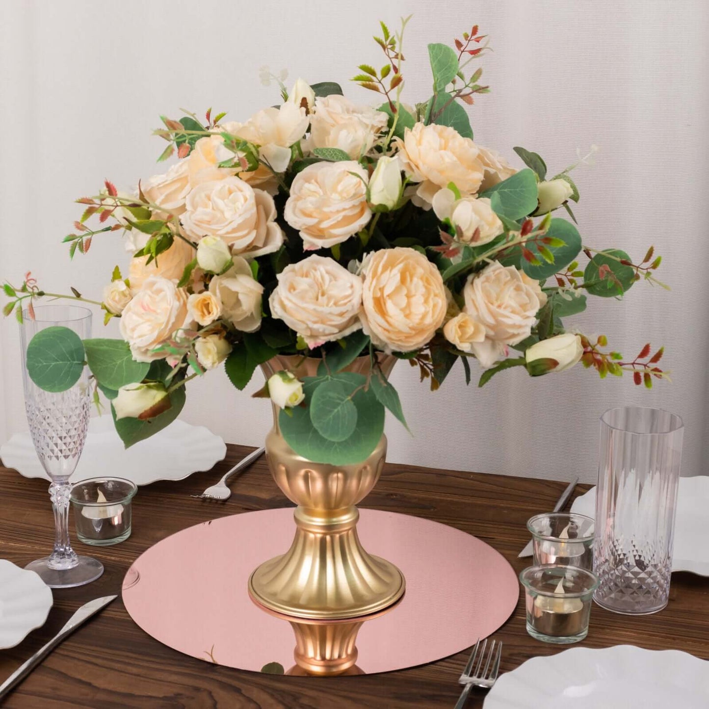 10-Pack Dining Plate Chargers Decorative Acrylic Mirror Rose Gold Round - Lightweight Event Display 13"