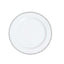 10-Pack White Plastic Dessert Plates â€“ 8" Round with Silver Beaded Rim, Disposable for Parties & Events