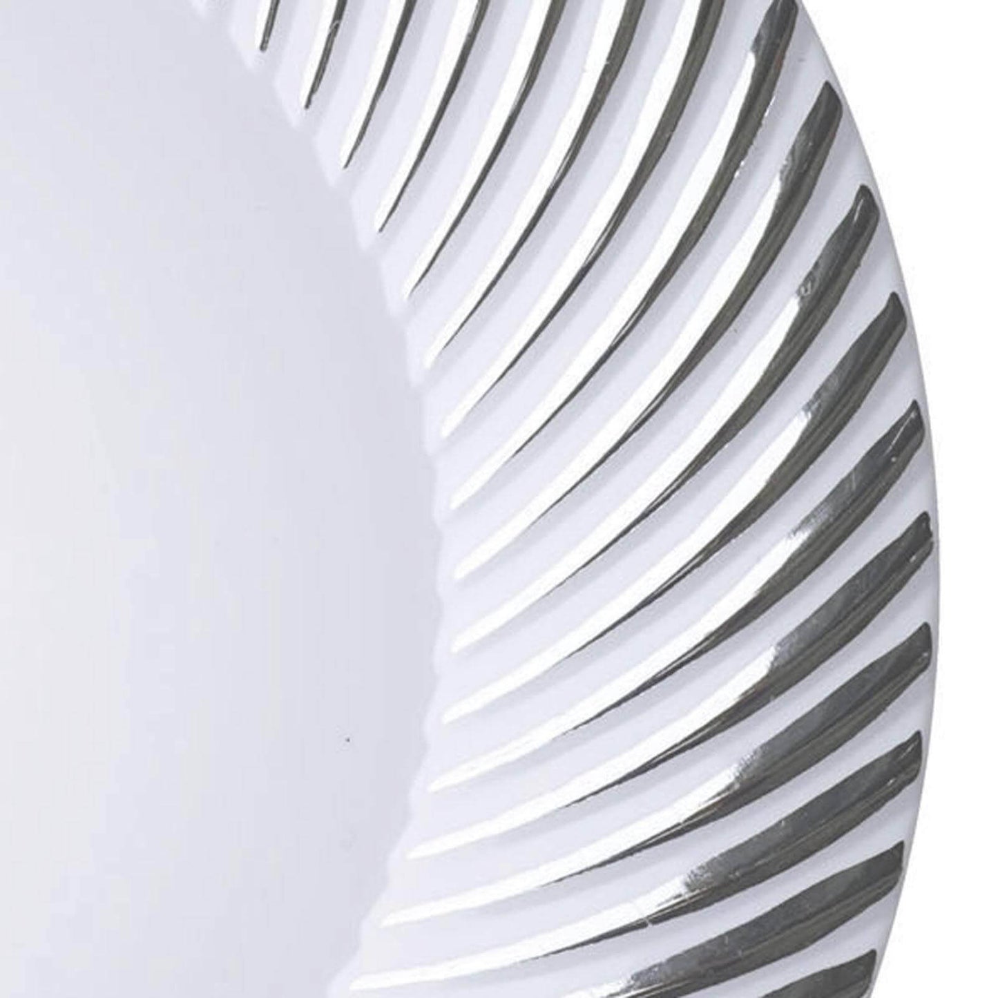 10-Pack Plastic Dessert Plates White/Silver Swirl Rim - Disposable Plates for Appetizers 6"