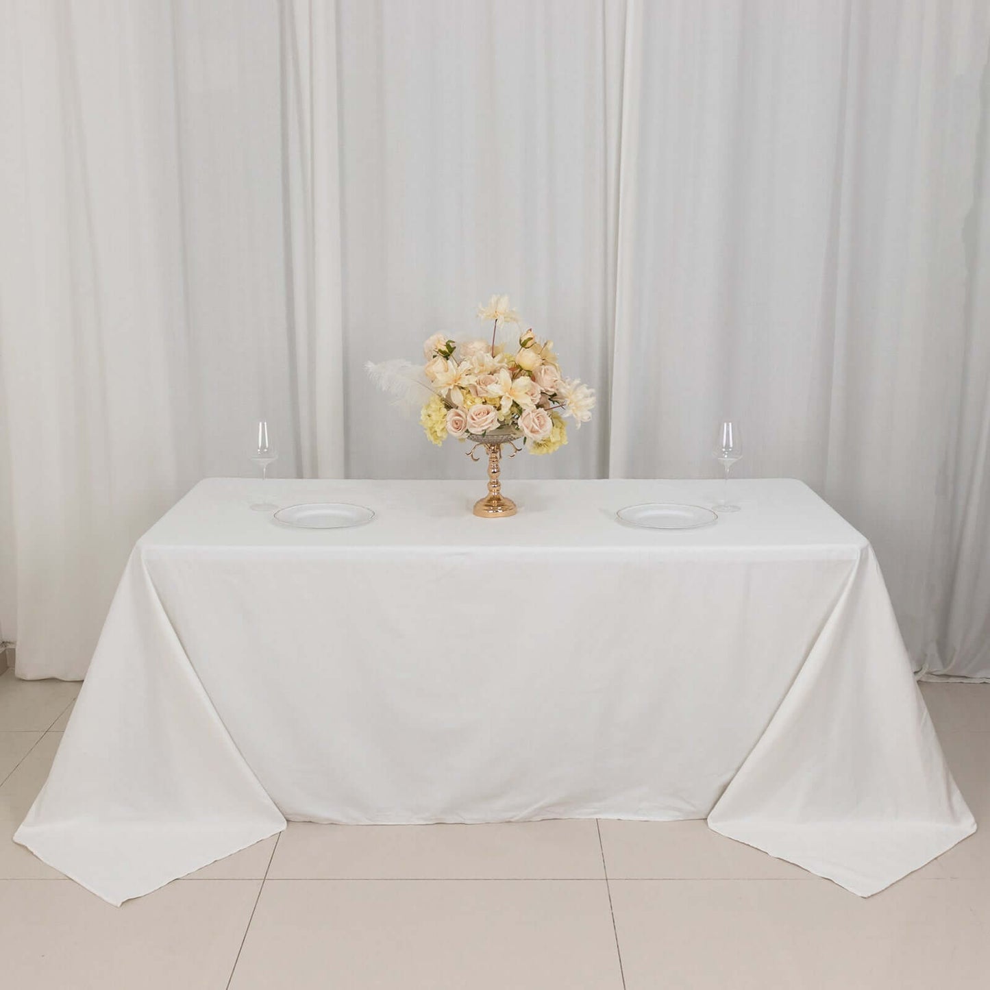 100% Cotton 90"x132" Rectangle Tablecloth White Linen - Seamless, Soft & Breathable Table Cover