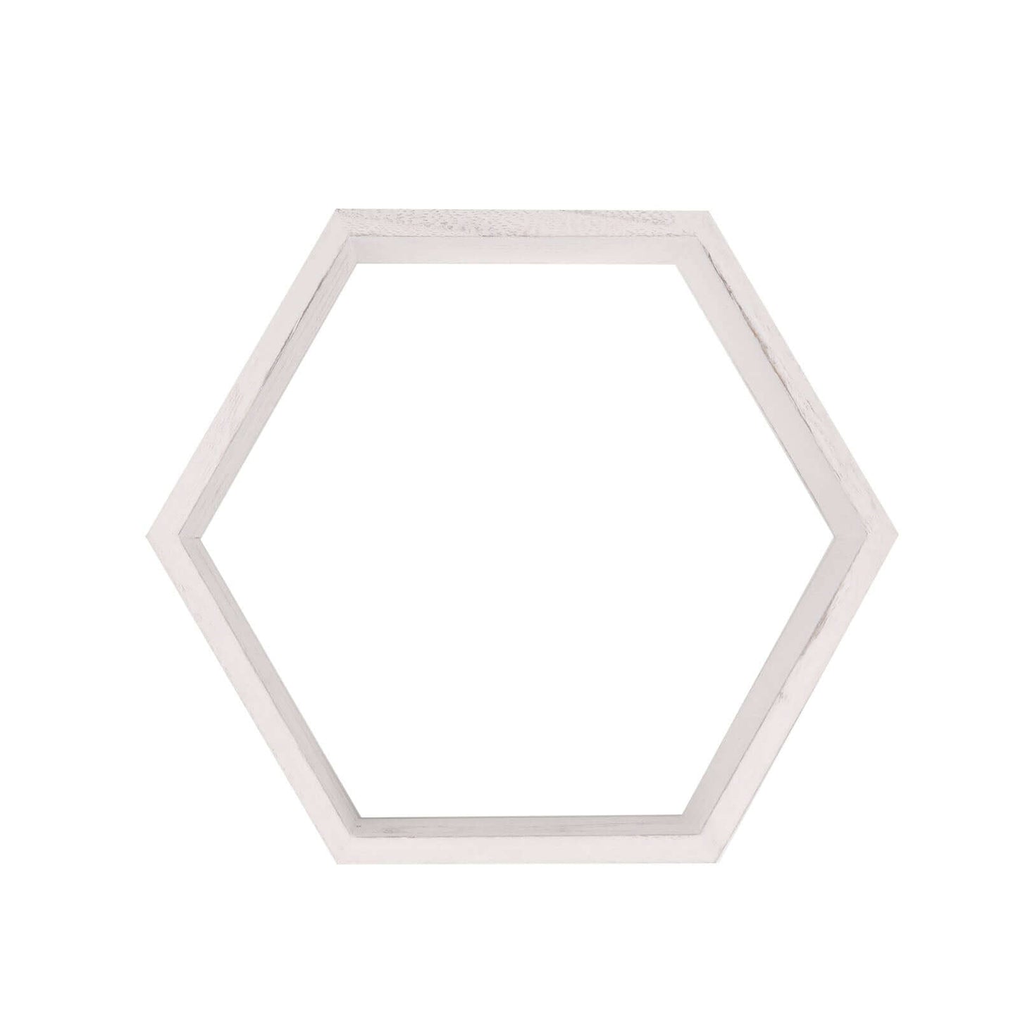 2 Pack 9" Hexagon Whitewashed Wood Centerpiece, Geometric Terrarium, Honeycomb Storage Shelf