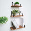 3 Pack Wood Metal Floating Wall Shelves Wall Mounted Shelf Set Decor