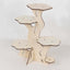 5-Tier Wooden Cake Stand Natural Tree Tower Design with Laser Cut Details - Rustic Cupcake Dessert Display 19" Tall