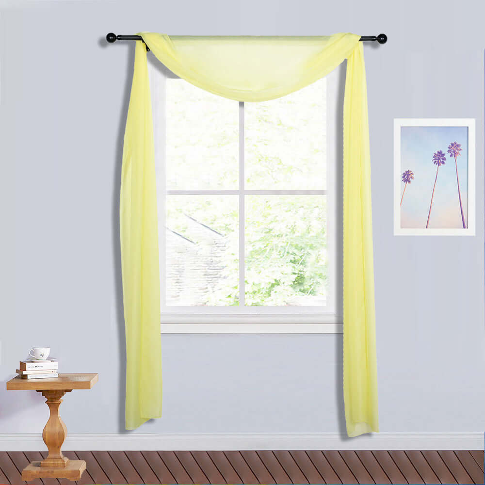 18ft Yellow Sheer Organza Wedding Arch Drapery Fabric, Window Scarf Valance