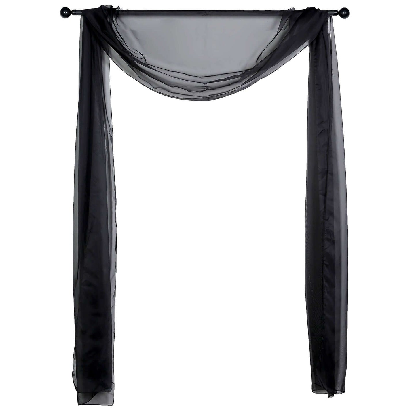 18ft Black Sheer Organza Wedding Arch Drapery Fabric, Window Scarf Valance