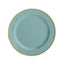 10-Pack Plastic 10" Round Dinner Plates in Dusty Sage Green with Gold Beaded Rim - Disposable Party Plates for Banquets & Festive Occasions
