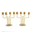 2-Pack Geometric Taper Candelabra 4 Arm Design Gold Metal Decorative Centerpiece - Perfect for Events 8"
