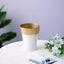 2-Pack Flower Plant Pots Medium Design White with Gold Rim - Plastic Indoor Decorative Planters 6"