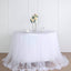 Extra Long Tulle 21ft Table Skirt White with Satin Edge - Table Cover for Baby Showers & Events